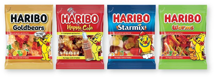 HARIBO Goldbears, Happy-Cola, Starmix, Worms